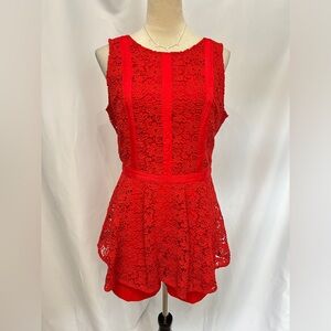 ASOS Sleeveless Open Back Lace Peplum Shortie Mini Romper Playsuit EUC Size 10